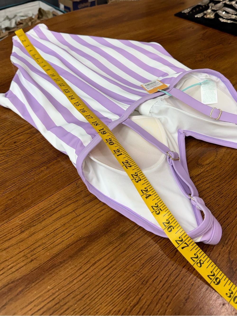 Kona Sol Purple White Stripe One Piece Swimsuit Size 14W NWT - Picture 11 of 14